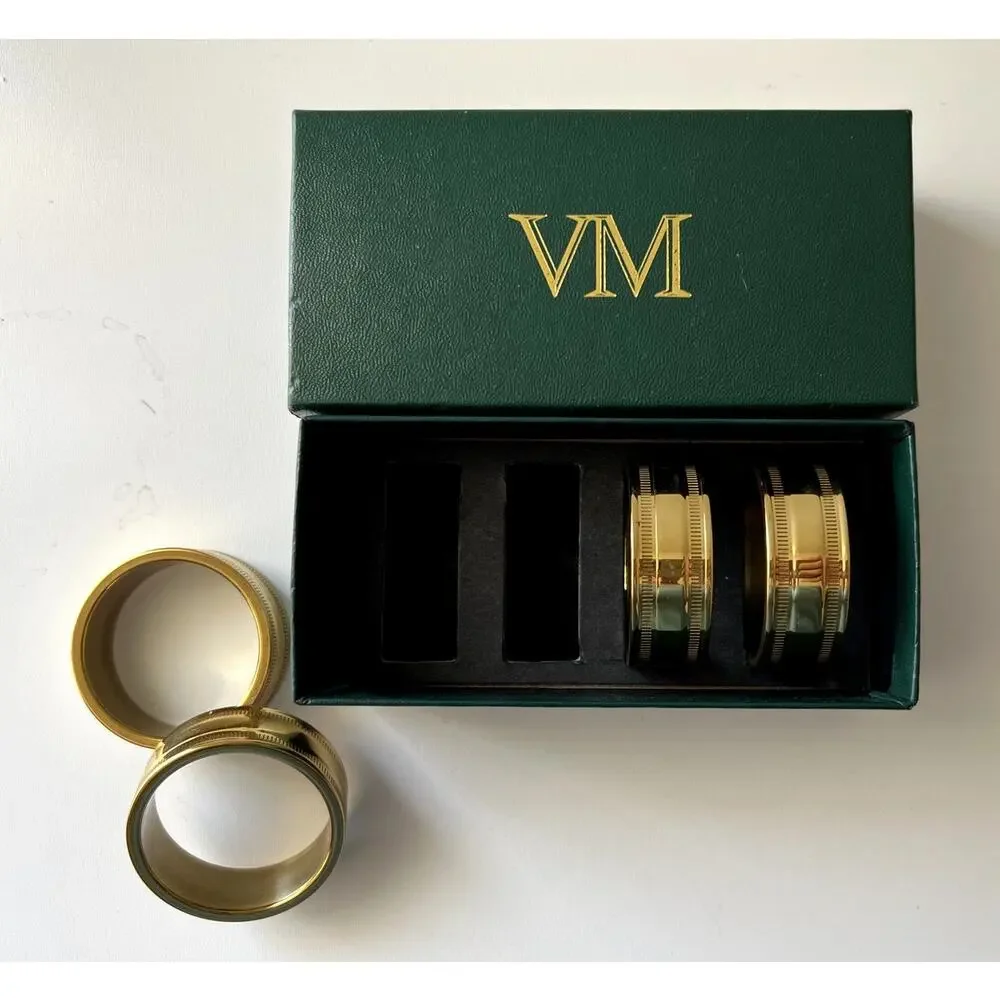 VM Vintage Vanmark Brass Napkin Holders Heavy Duty In Box Excellent Condition